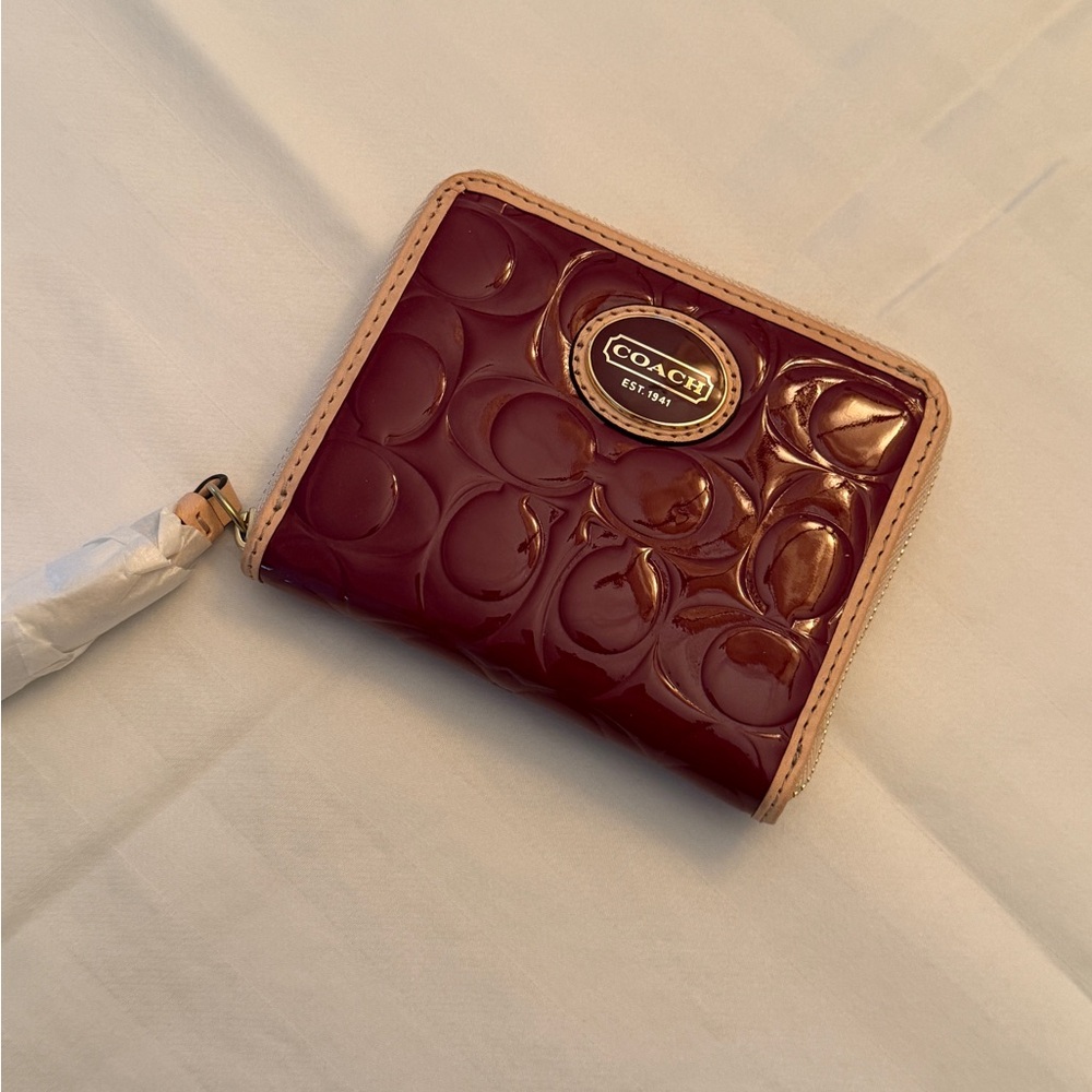 Coach Crimson Tan Patent Leather Wallet